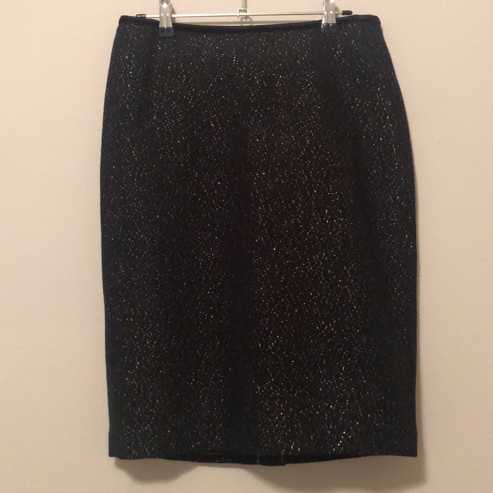 NWT Talbots black gold shimmer pencil skirt